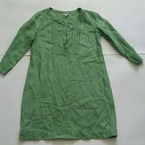 J JILL embroidered bib green linen tunic
